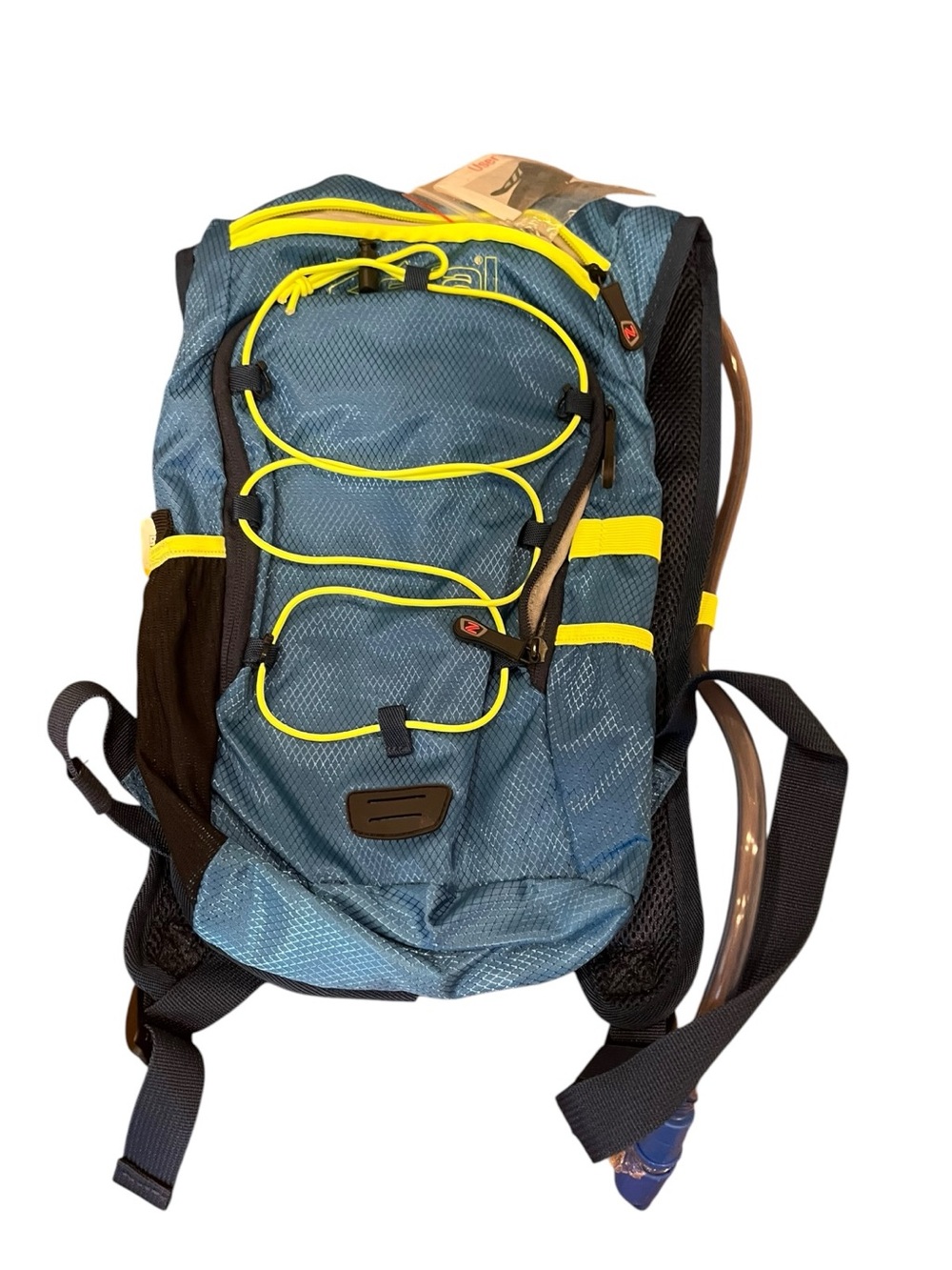 Men's Hydration Backpack in Blue with Yellow Accents